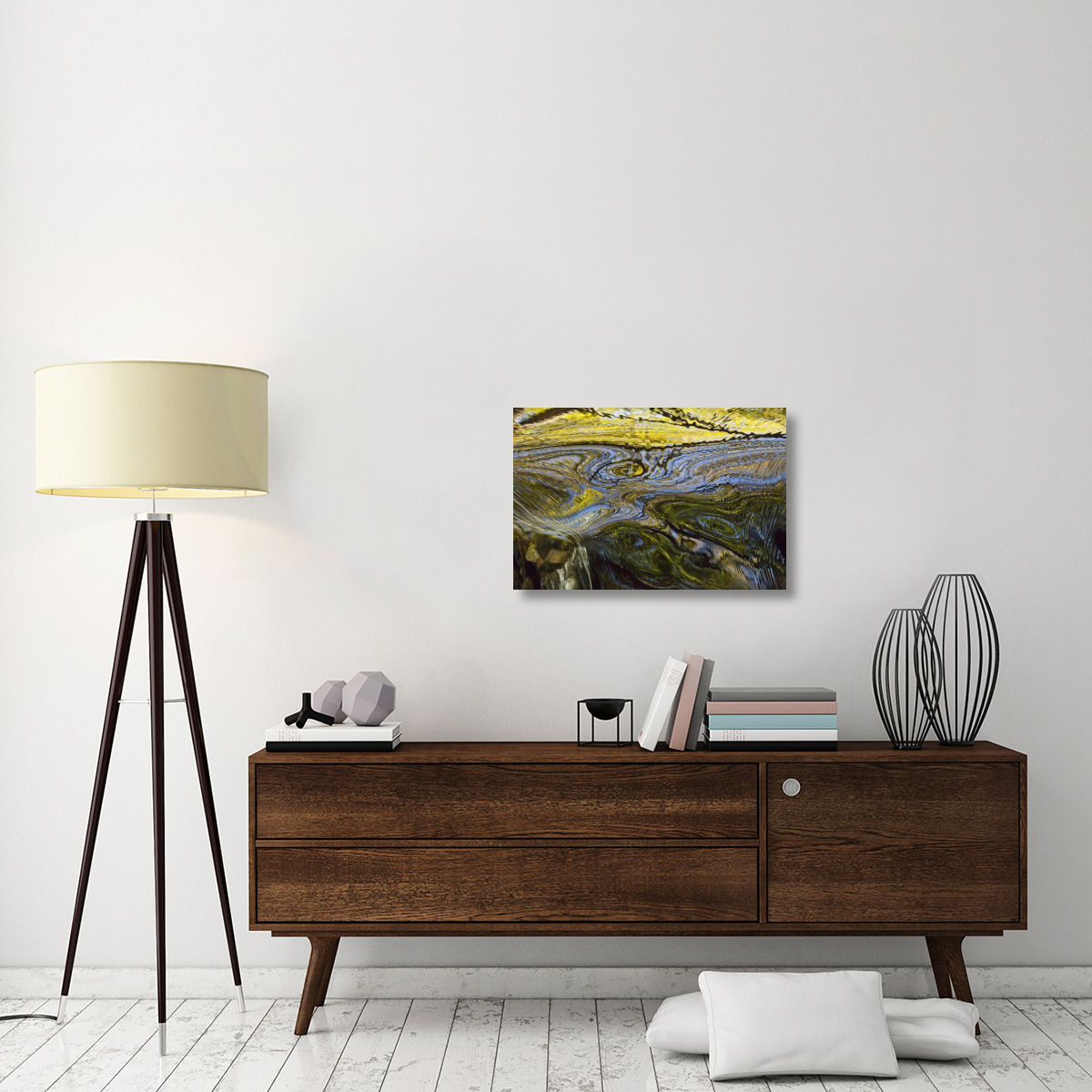 Autumn patterns in small waterfall, Canterbury, New Zealand-Canvas Art-30&quotx20"