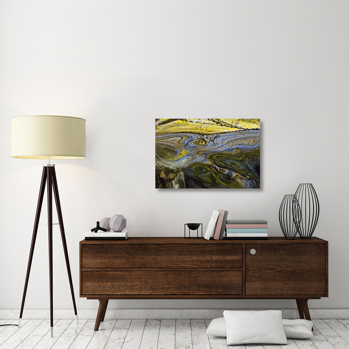 Autumn patterns in small waterfall, Canterbury, New Zealand-Canvas Art-36&quotx24"
