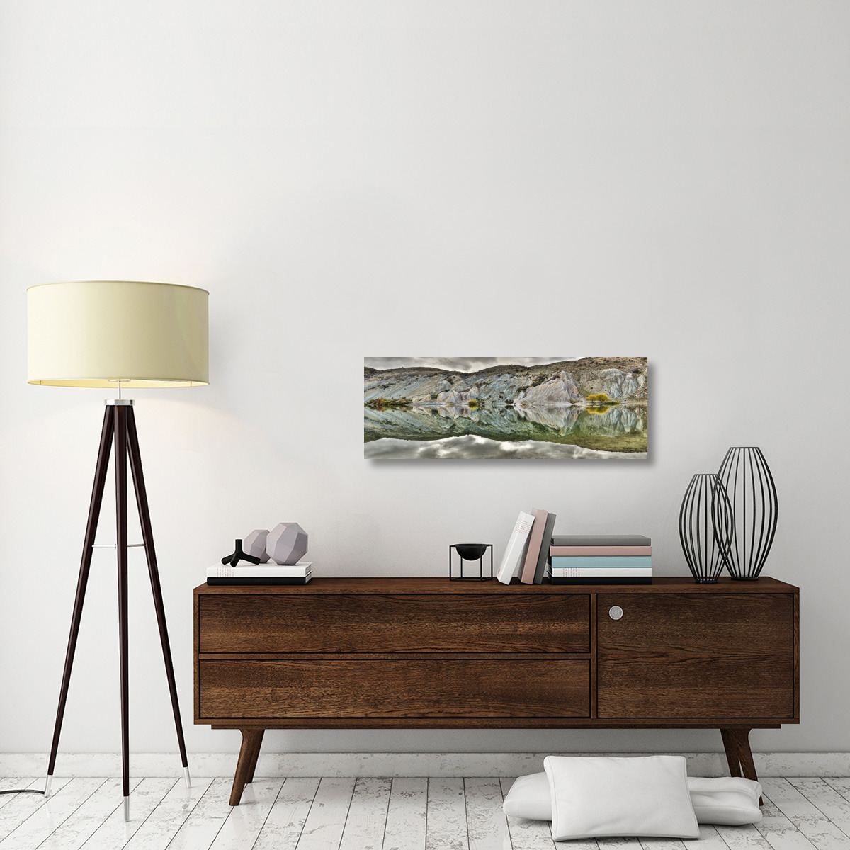 Reflection on Blue Lake, St Bathans, Central Otago, New Zealand-Canvas Art-40&quotx14.4"