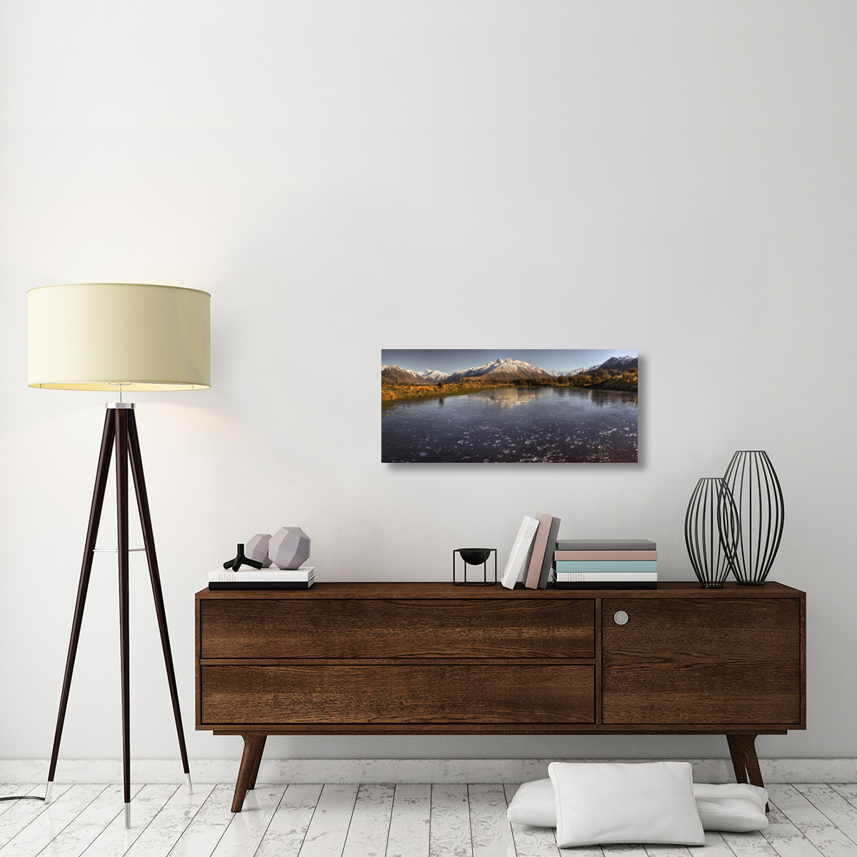 Frozen tarn seen from Mt Sunday near Mt Potts Station, Canterbury, New Zealand-Canvas Art-36&quotx15.84"