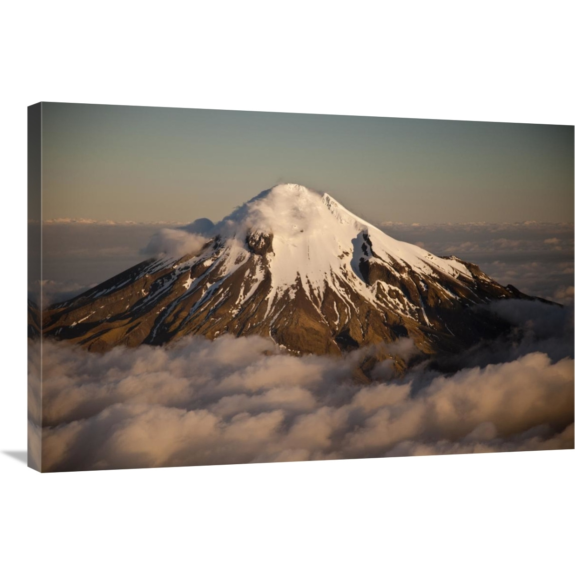 Mount Taranaki showing western flanks of dormant volcano above clouds, New Zealand-Canvas Art-36&quotx24"