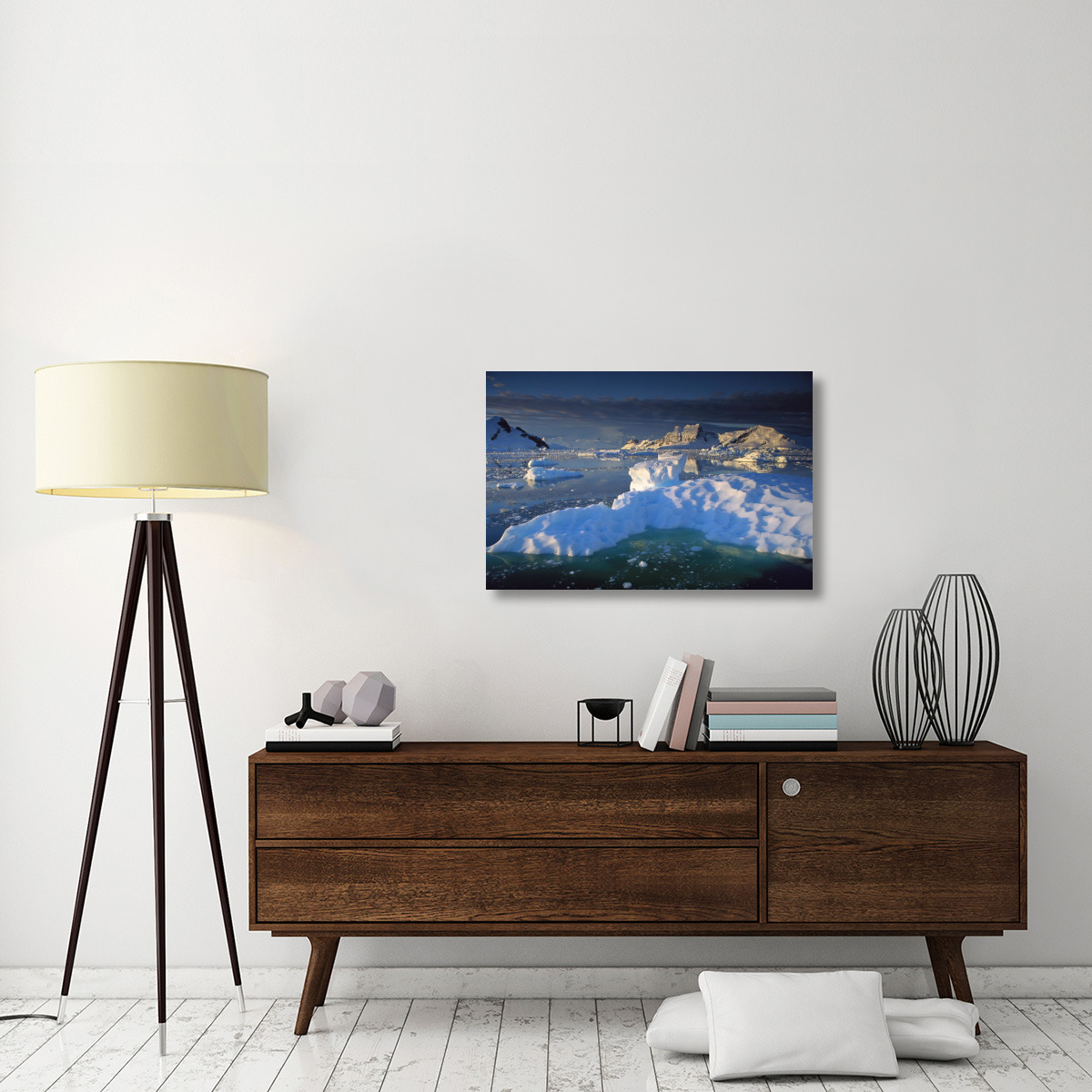 Evening light on ice floes and peaks in Paradise Bay, Antarctic Peninsula, Antarctica-Canvas Art-36&quotx24"