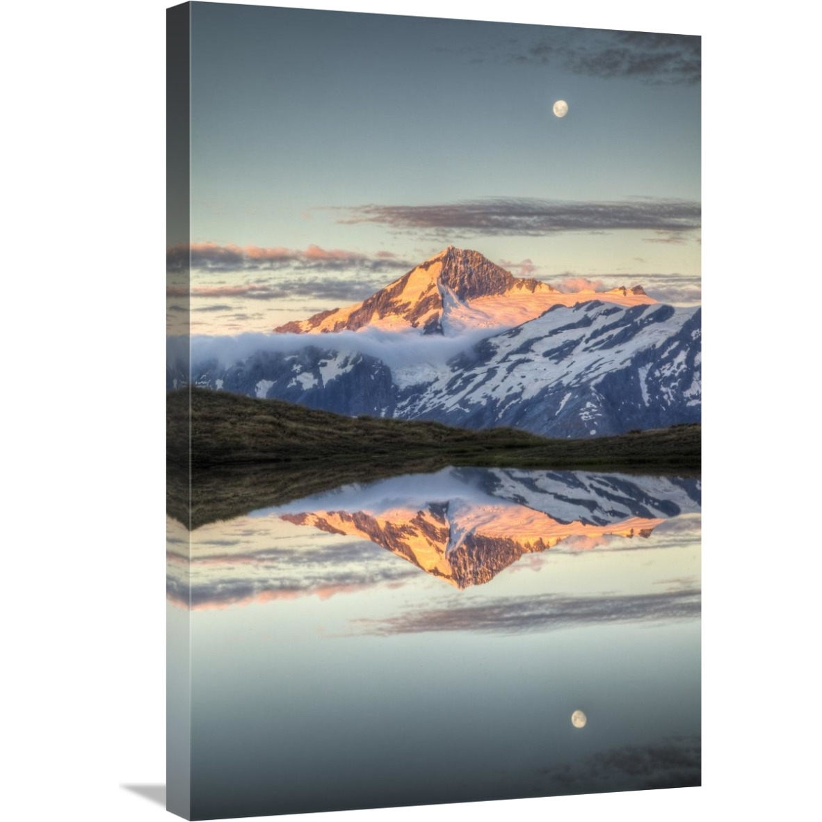 Mount Aspiring, moonrise over Cascade Saddle, Mount Aspiring National Park, New Zealand-Canvas Art-20&quotx30"