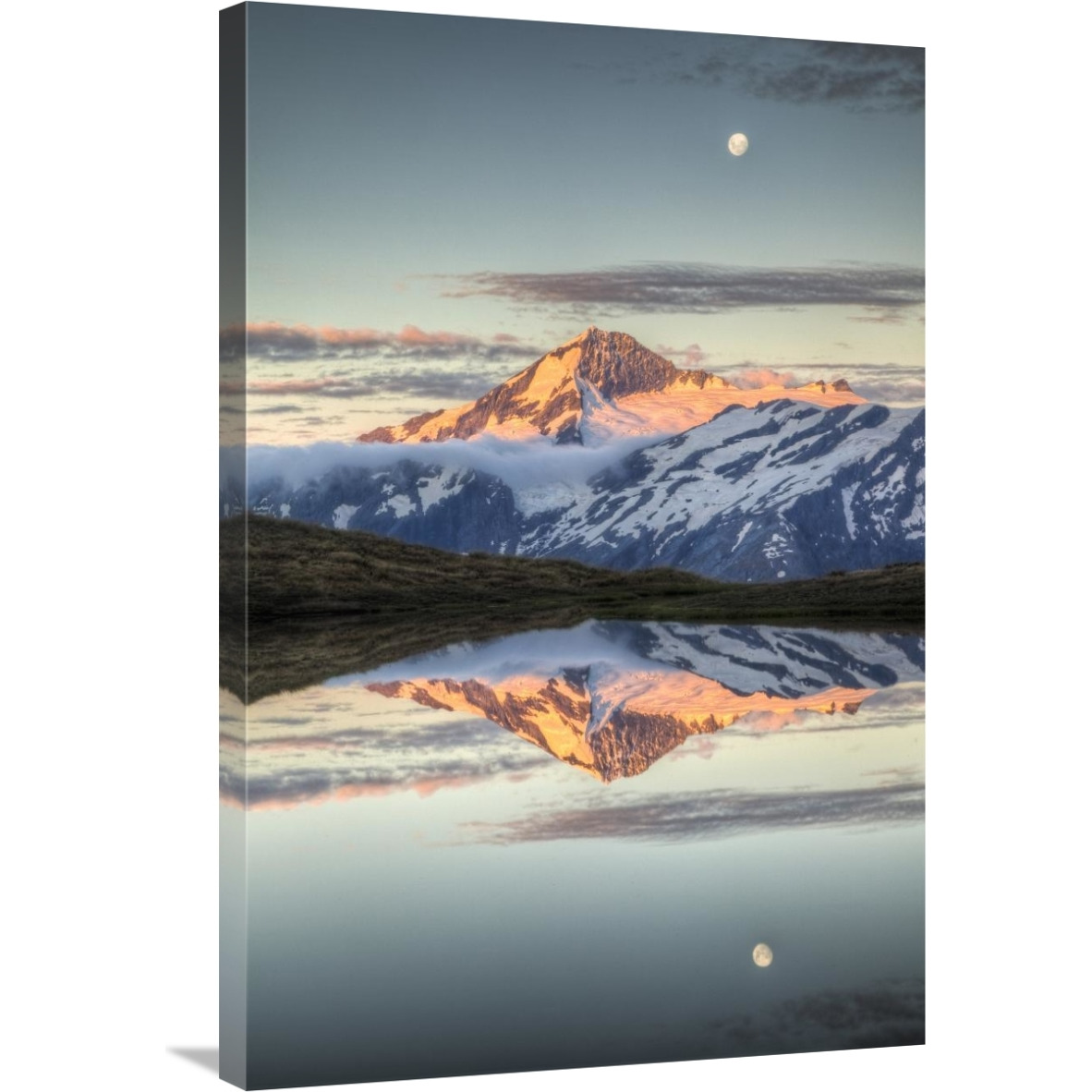 Mount Aspiring, moonrise over Cascade Saddle, Mount Aspiring National Park, New Zealand-Canvas Art-24&quotx36"