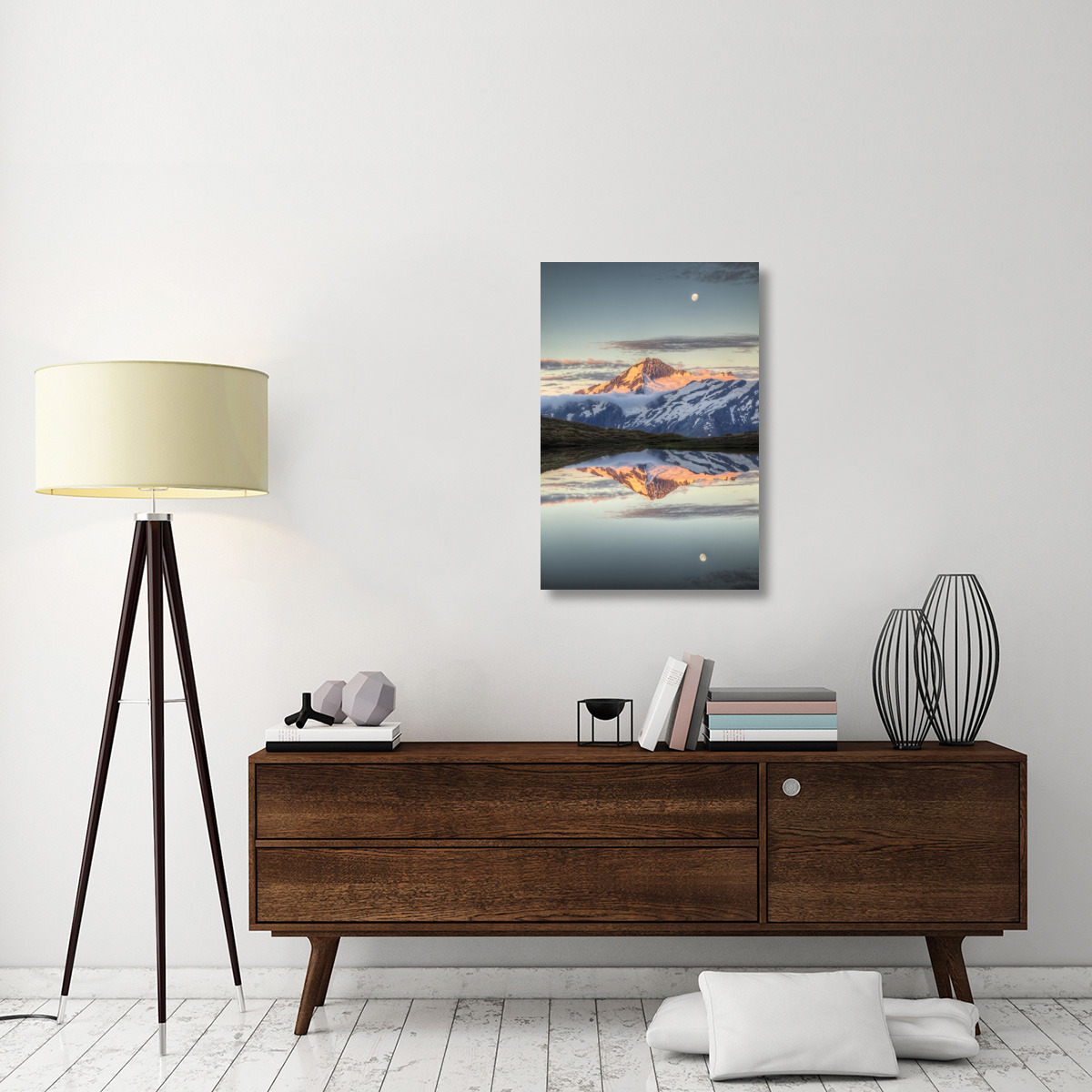 Mount Aspiring, moonrise over Cascade Saddle, Mount Aspiring National Park, New Zealand-Canvas Art-24&quotx36"