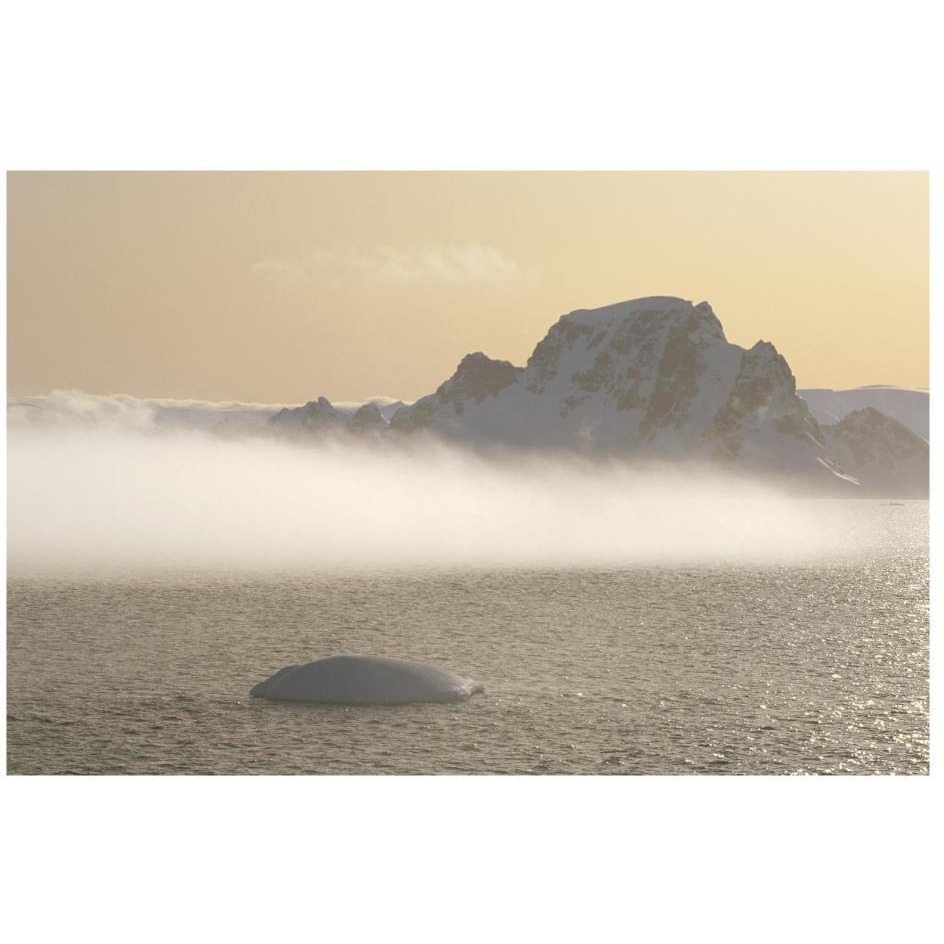 Fog bank hugging foot of icy mountains, Gerlache Strait, Antarctica-Paper Art-26&quotx18"