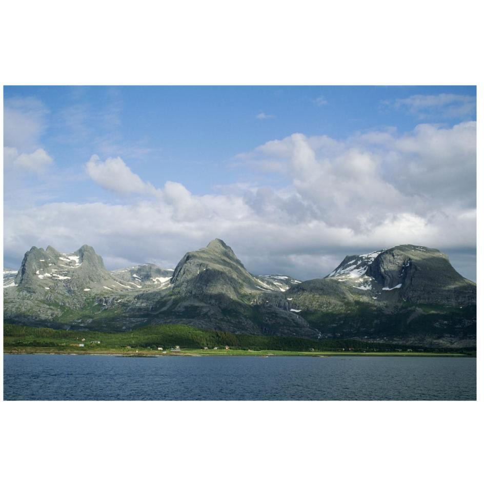 Small farming community along fjord, Seven Sisters range, Norway-Paper Art-26&quotx18"