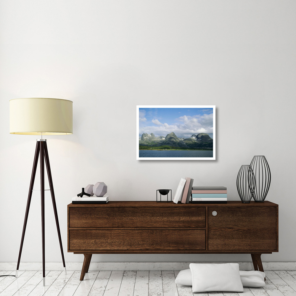 Small farming community along fjord, Seven Sisters range, Norway-Paper Art-32&quotx22"