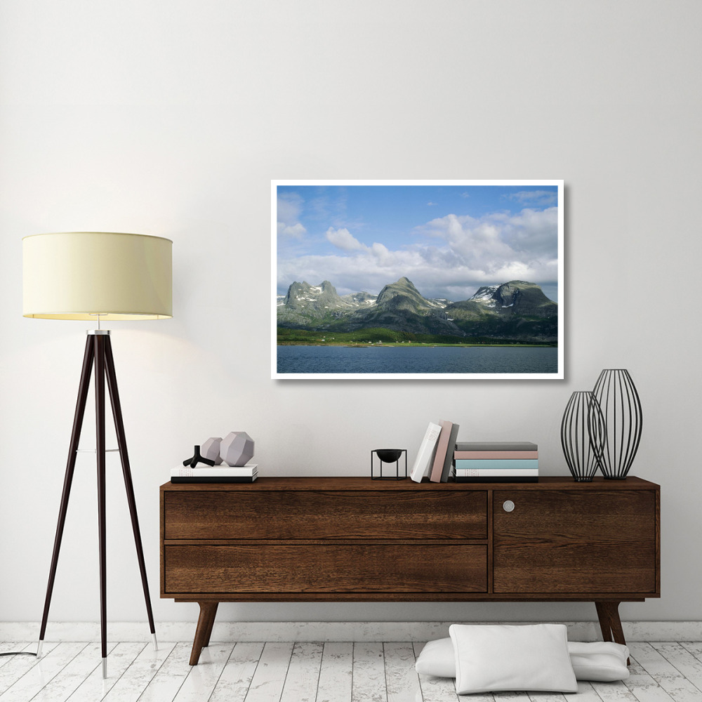 Small farming community along fjord, Seven Sisters range, Norway-Paper Art-50&quotx34"