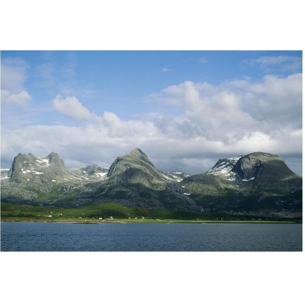 Small farming community along fjord, Seven Sisters range, Norway-Paper Art-62&quotx42"