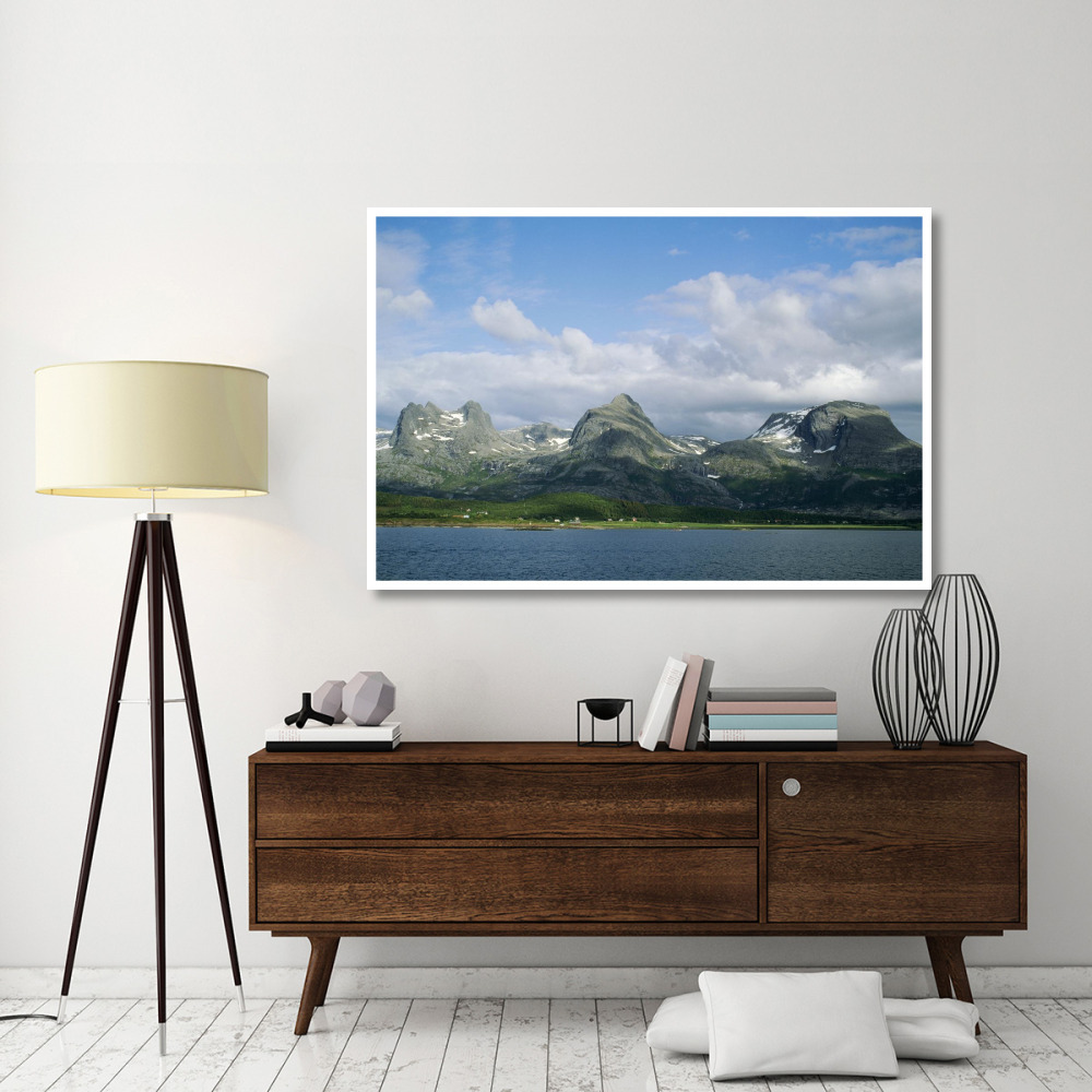 Small farming community along fjord, Seven Sisters range, Norway-Paper Art-62&quotx42"