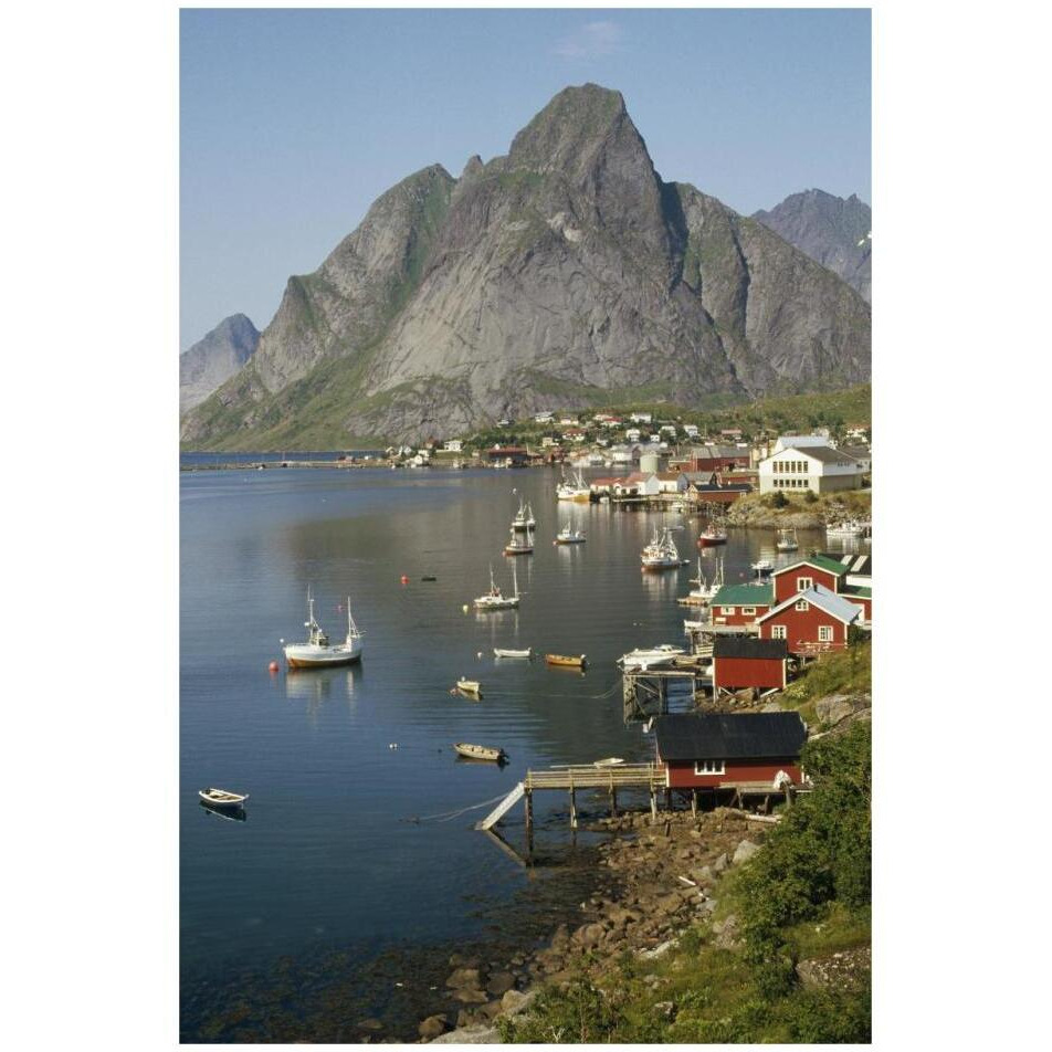 Norwegian fjord and  traditional fishing village, Lofoten Island, Norway-Paper Art-22&quotx32"