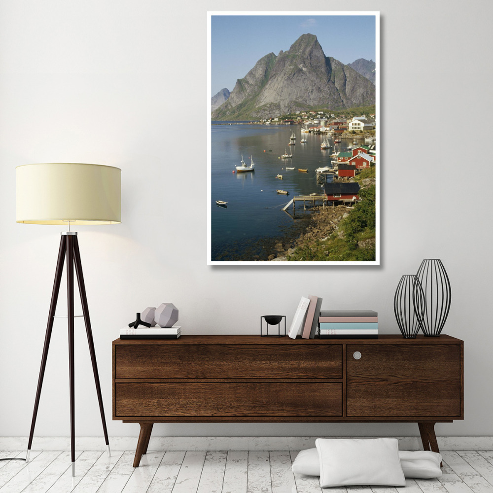 Norwegian fjord and  traditional fishing village, Lofoten Island, Norway-Paper Art-42&quotx62"