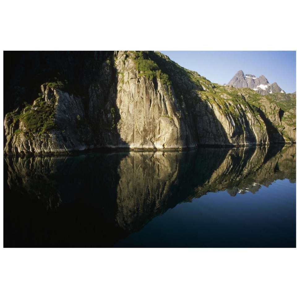 Norwegian fjord, glacial carved granite, Trollfjorden, Lofoten Island, Norway-Paper Art-38&quotx26"