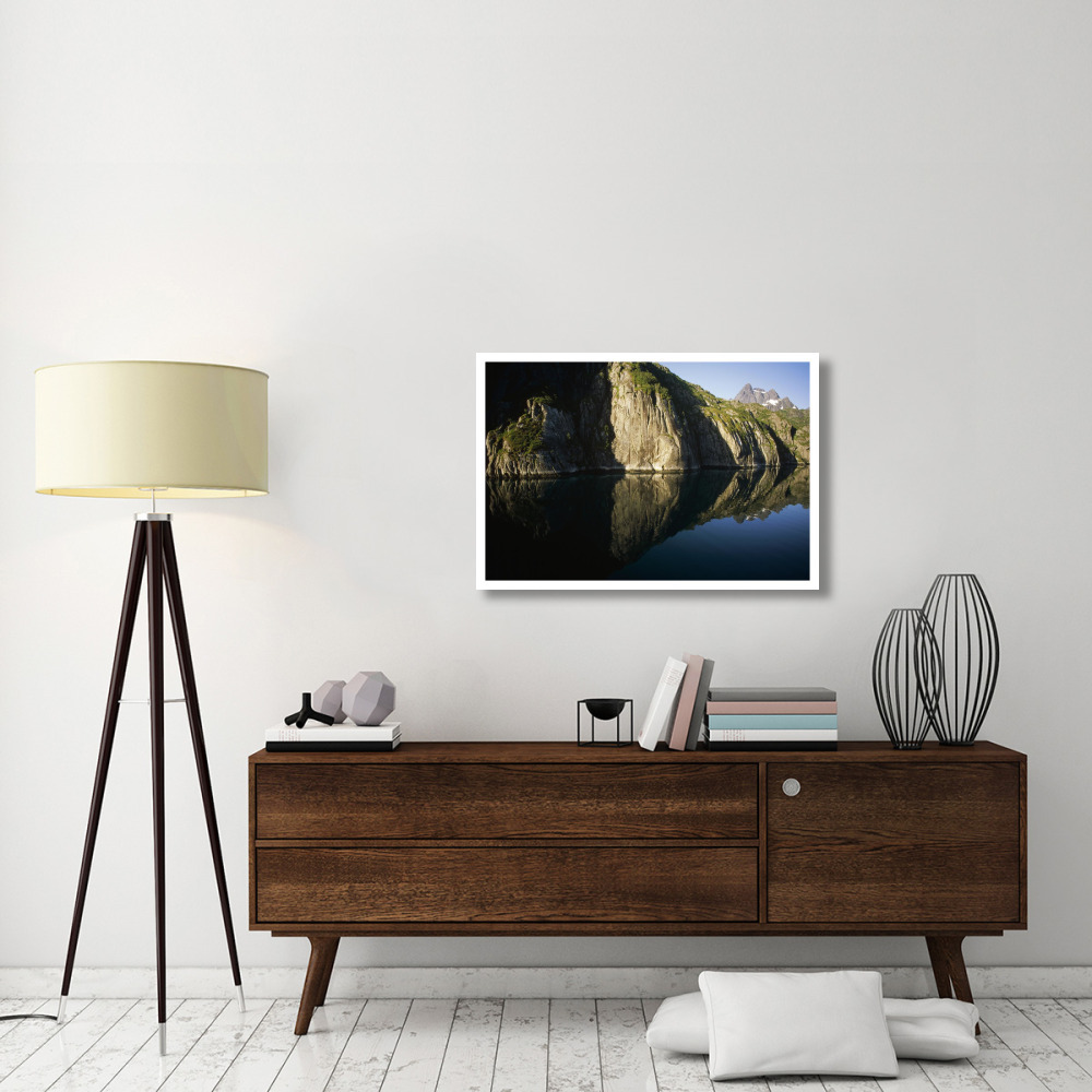 Norwegian fjord, glacial carved granite, Trollfjorden, Lofoten Island, Norway-Paper Art-38&quotx26"