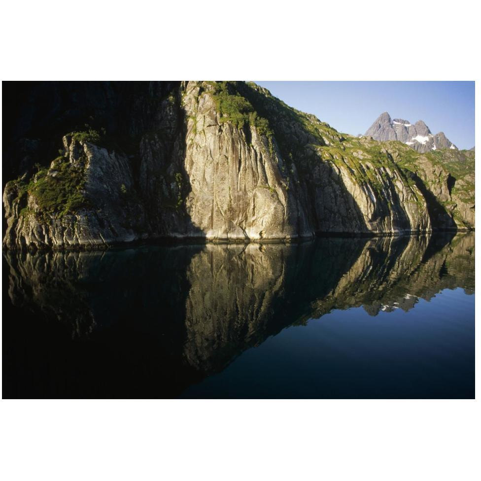 Norwegian fjord, glacial carved granite, Trollfjorden, Lofoten Island, Norway-Paper Art-50&quotx34"