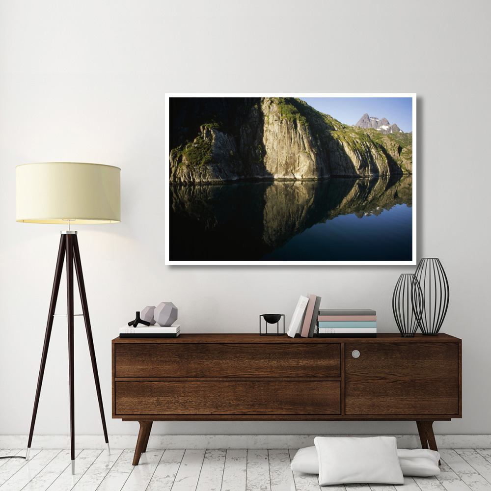 Norwegian fjord, glacial carved granite, Trollfjorden, Lofoten Island, Norway-Paper Art-62&quotx42"