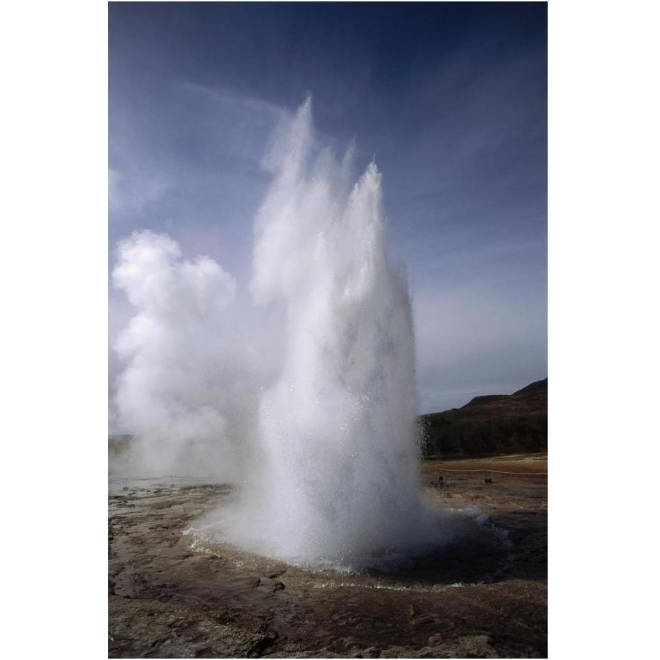 Steam spews from erupting geysers, Iceland-Paper Art-14&quotx20"