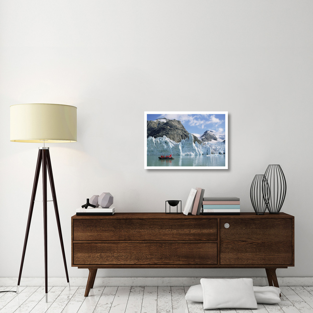 Tourists at glacier, southern Greenland Fjords, Prins Christian Sound, Greenland-Paper Art-32&quotx22"