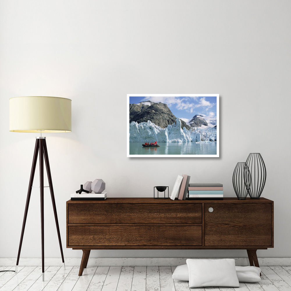 Tourists at glacier, southern Greenland Fjords, Prins Christian Sound, Greenland-Paper Art-38&quotx26"
