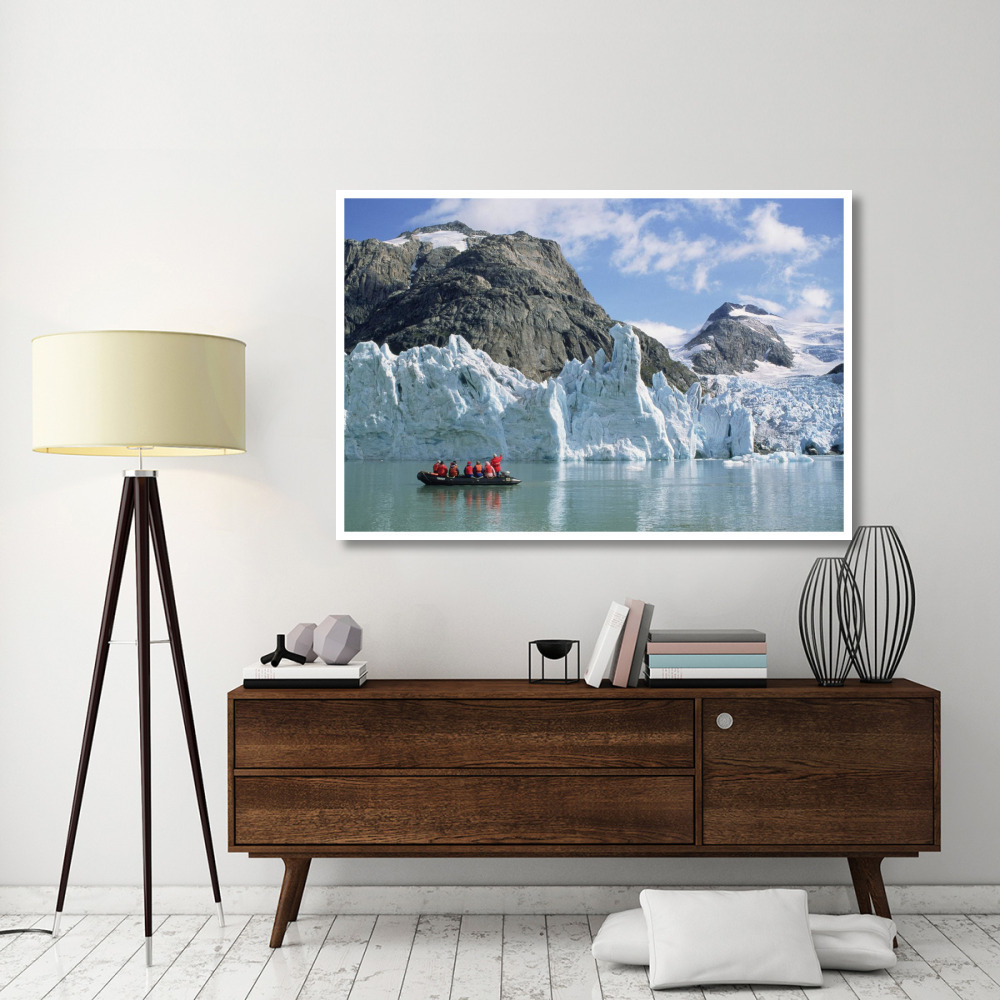 Tourists at glacier, southern Greenland Fjords, Prins Christian Sound, Greenland-Paper Art-62&quotx42"