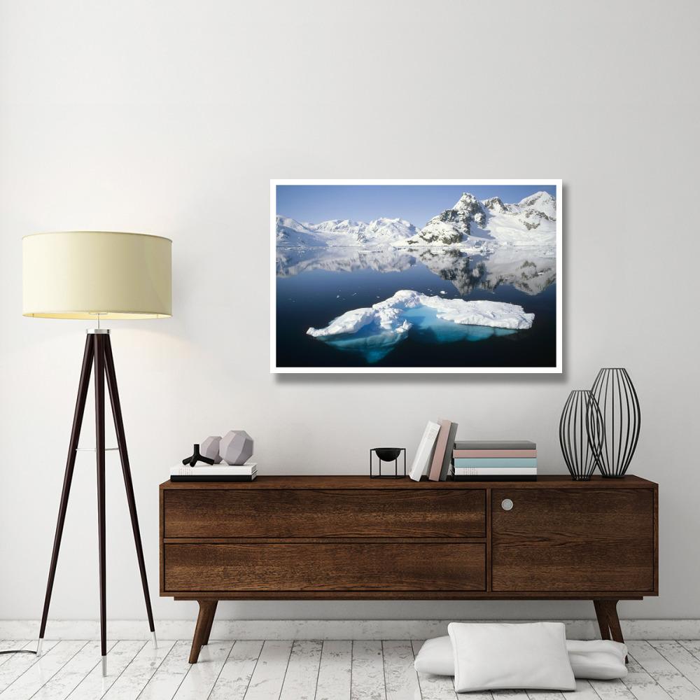 Ice floe and mountains, Paradise Bay, Antarctic Peninsula, Antarctica-Paper Art-50&quotx34"
