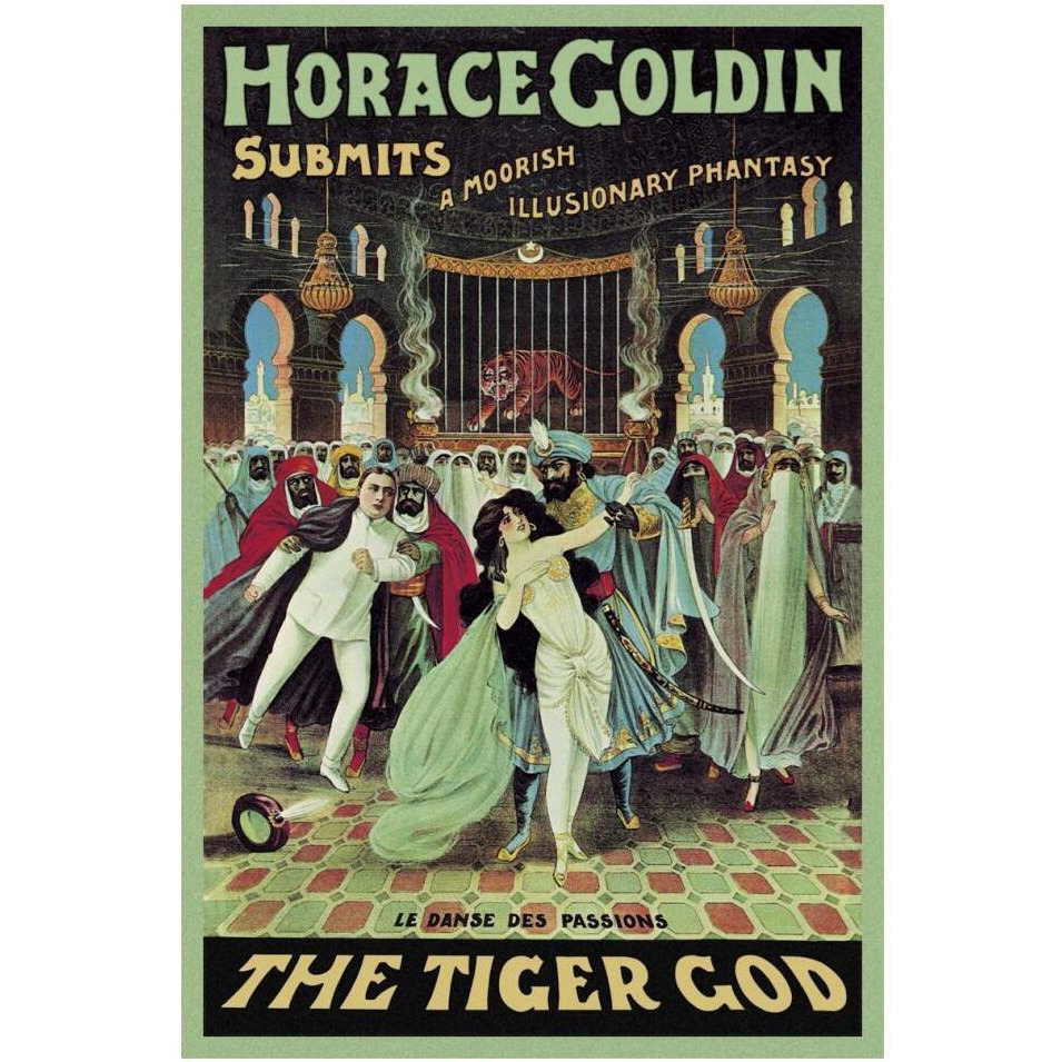 Magicians Horace Goldin, Magician The Tiger God-Paper Art-14&quotx20"