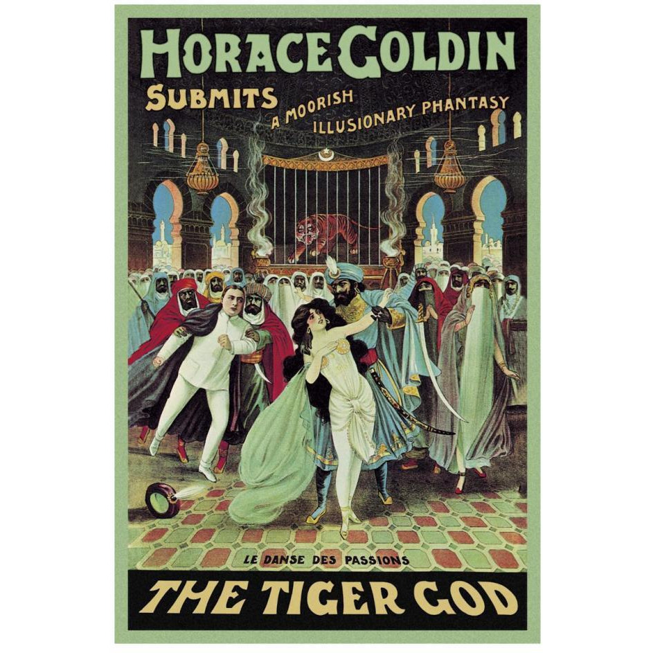 Magicians Horace Goldin, Magician The Tiger God-Paper Art-18&quotx26"