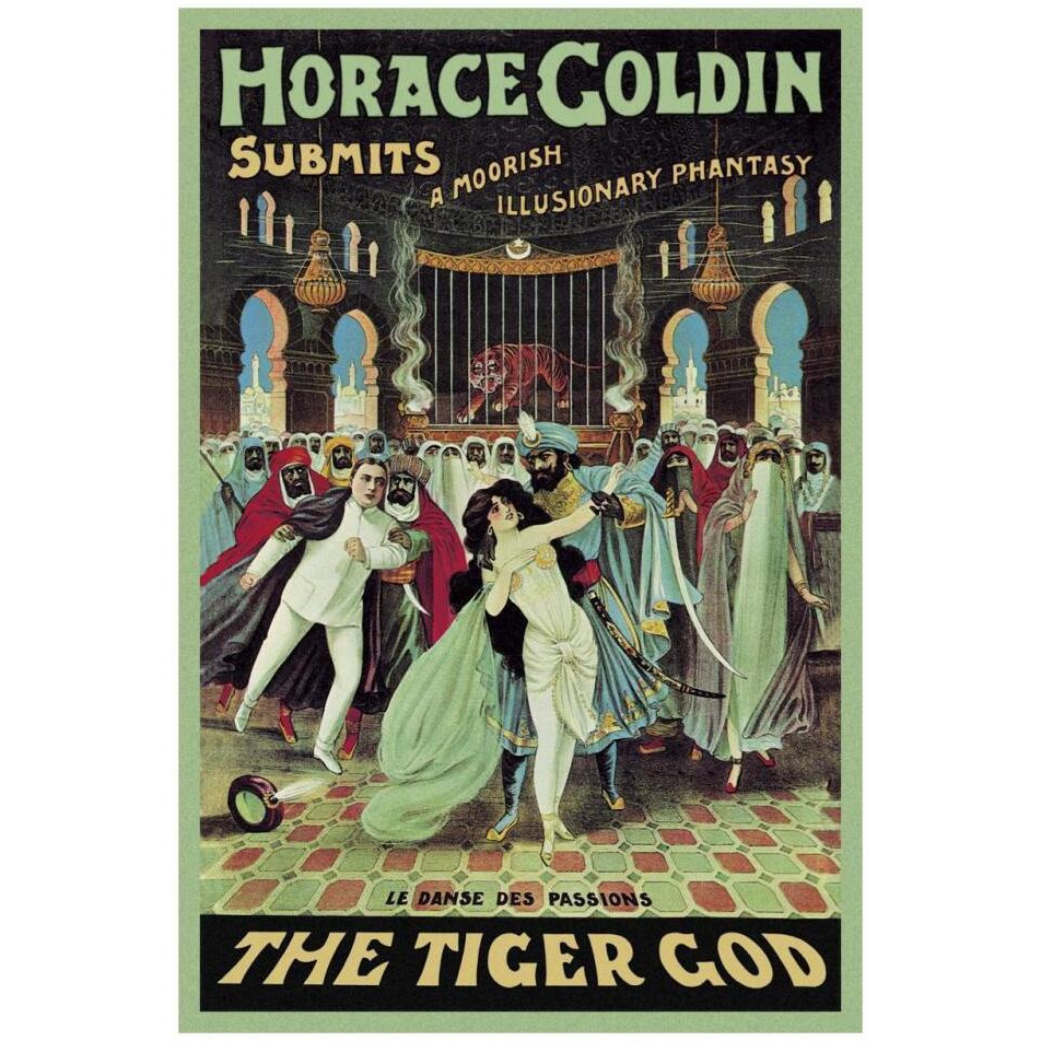 Magicians Horace Goldin, Magician The Tiger God-Paper Art-22&quotx32"
