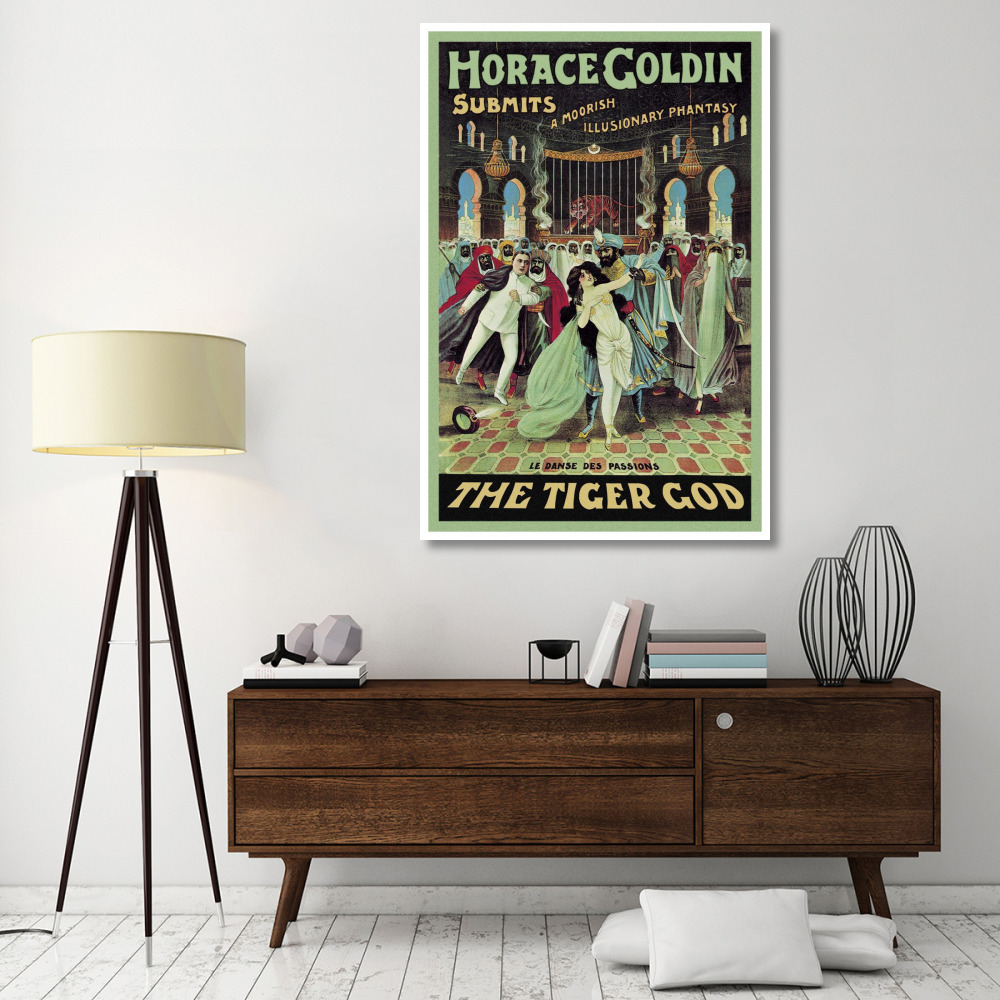 Magicians Horace Goldin, Magician The Tiger God-Paper Art-42&quotx62"
