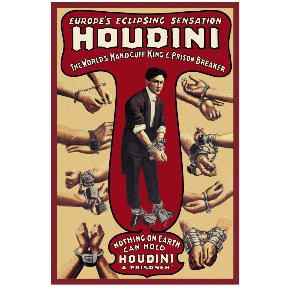 Magicians Houdini The World's Handcuff King and Prison Breaker-Paper Art-18&quotx26"