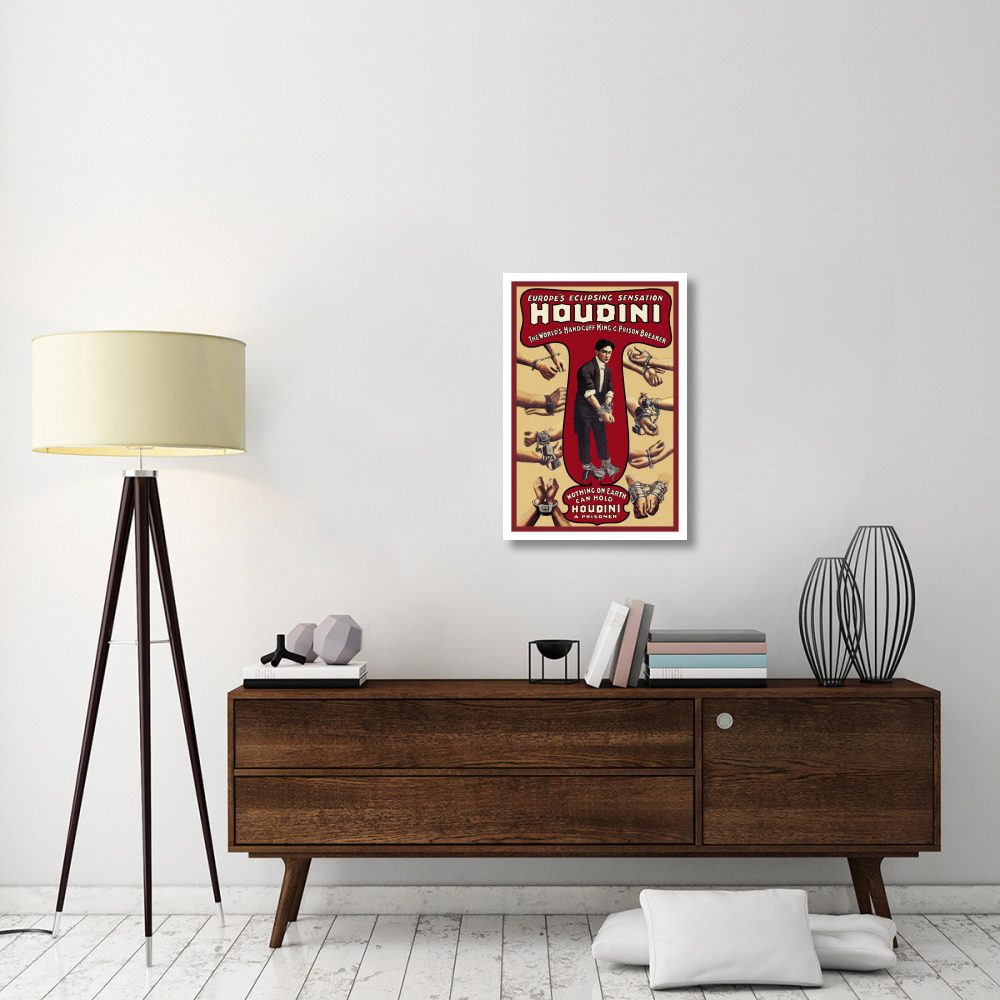 Magicians Houdini The World's Handcuff King and Prison Breaker-Paper Art-22&quotx32"