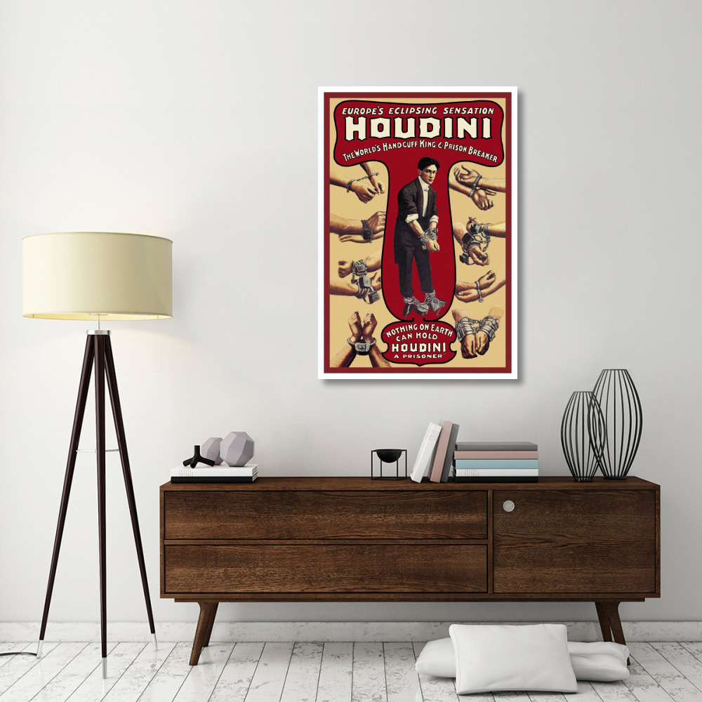 Magicians Houdini The World's Handcuff King and Prison Breaker-Paper Art-34&quotx50"