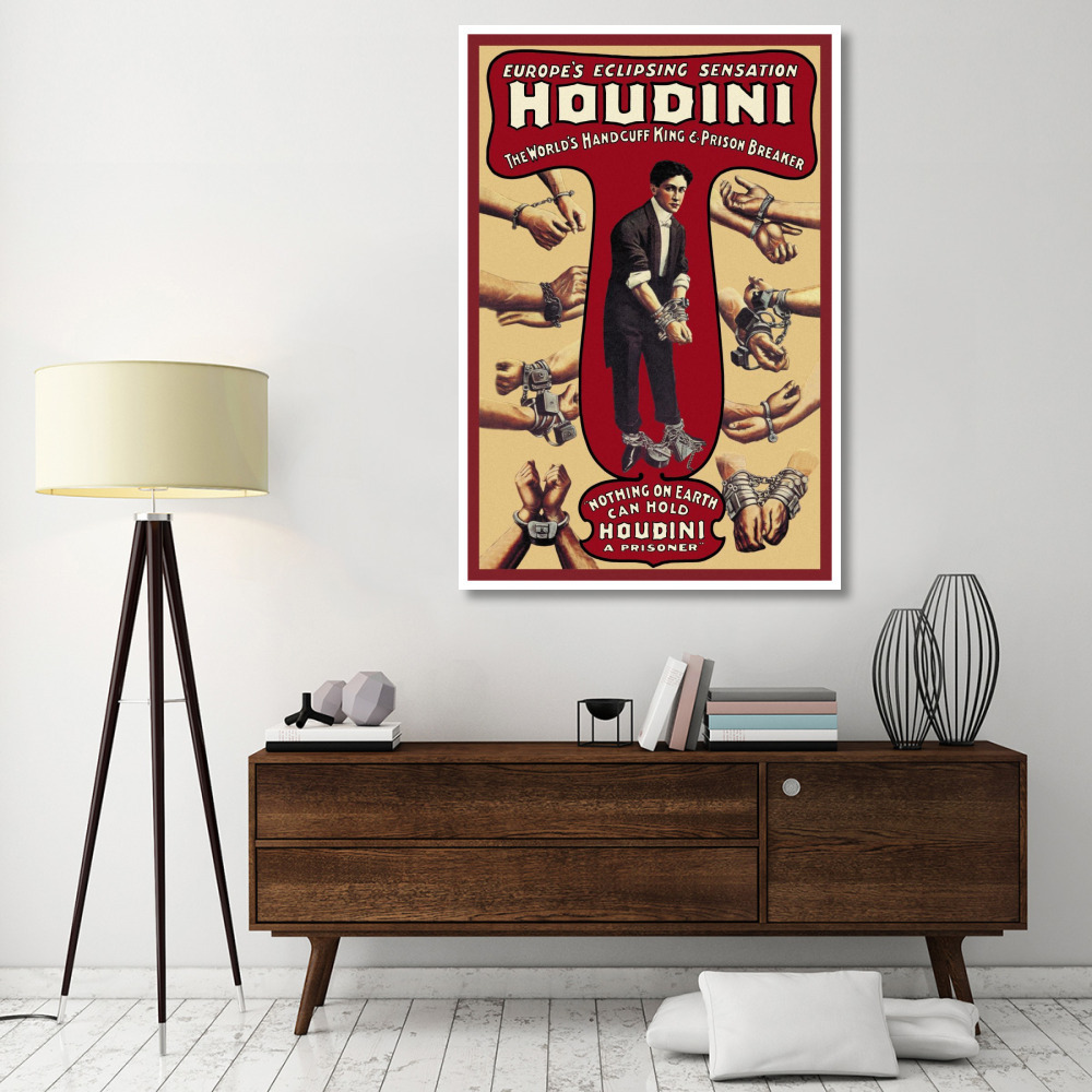 Magicians Houdini The World's Handcuff King and Prison Breaker-Paper Art-42&quotx62"
