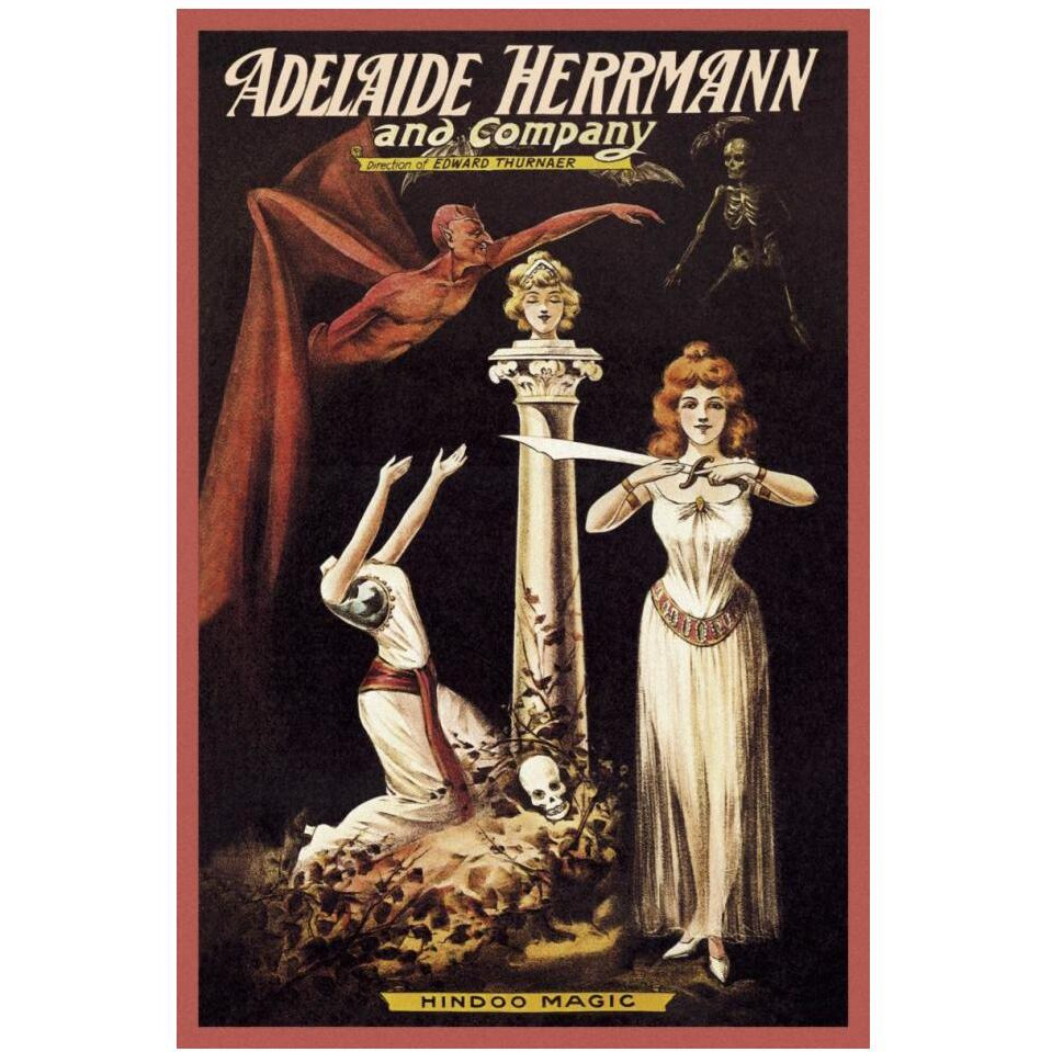 Magicians Adelaide Herrmann and Company Hindoo Magic-Paper Art-14&quotx20"