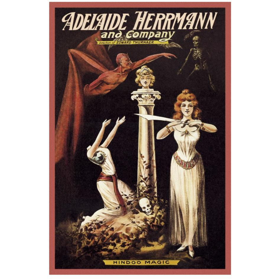 Magicians Adelaide Herrmann and Company Hindoo Magic-Paper Art-18&quotx26"