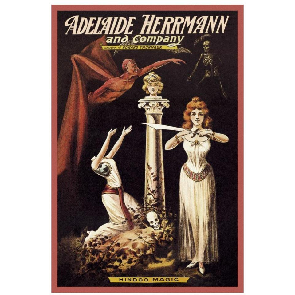 Magicians Adelaide Herrmann and Company Hindoo Magic-Paper Art-22&quotx32"