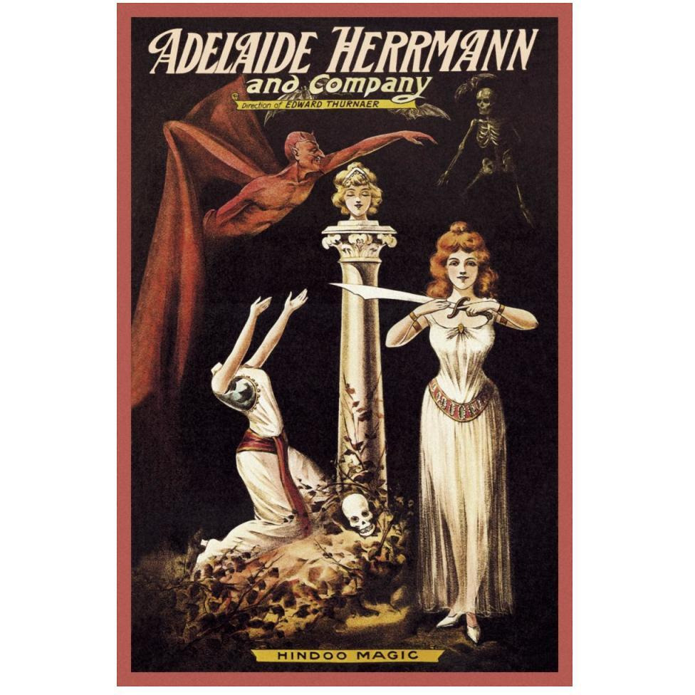 Magicians Adelaide Herrmann and Company Hindoo Magic-Paper Art-34&quotx50"