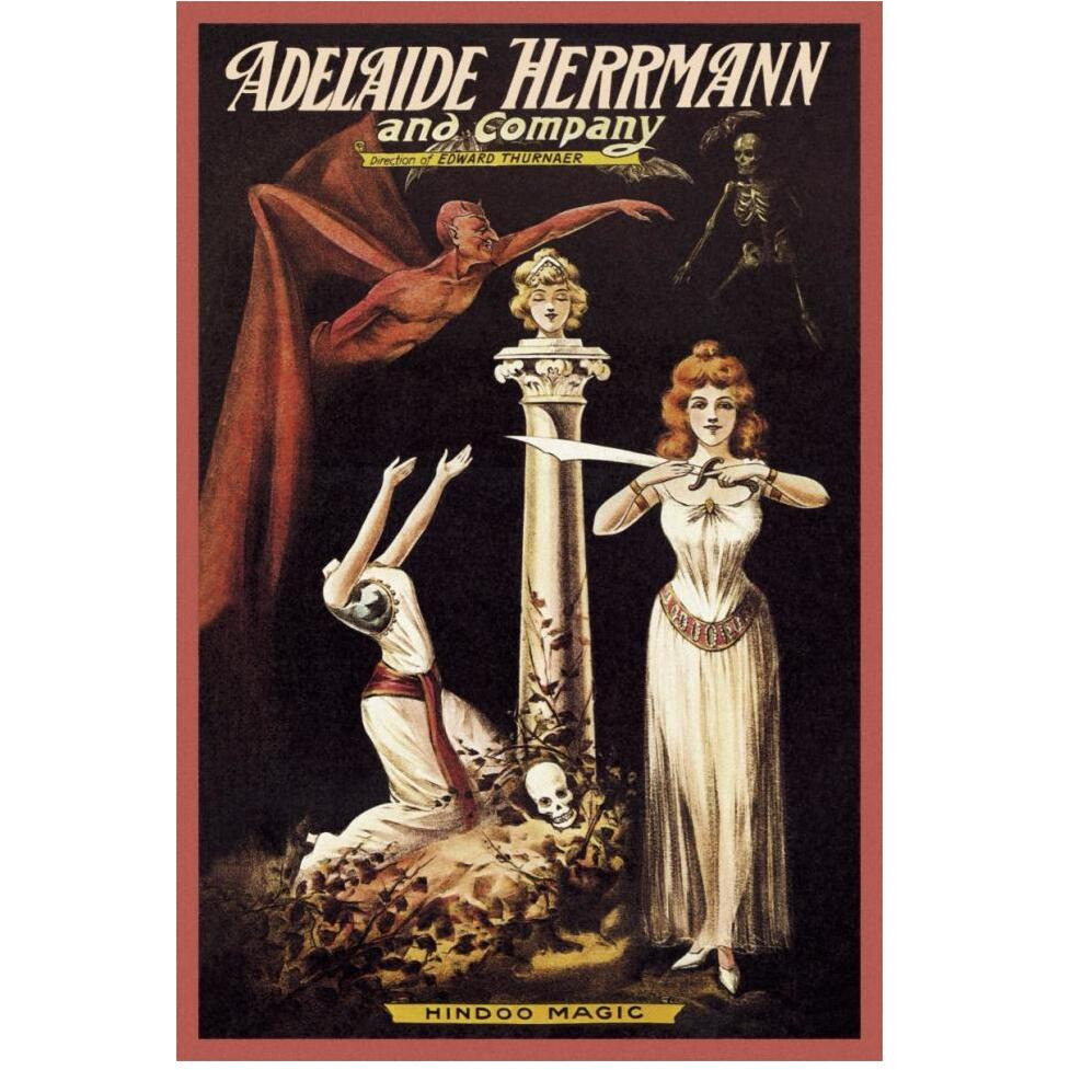 Magicians Adelaide Herrmann and Company Hindoo Magic-Paper Art-42&quotx62"