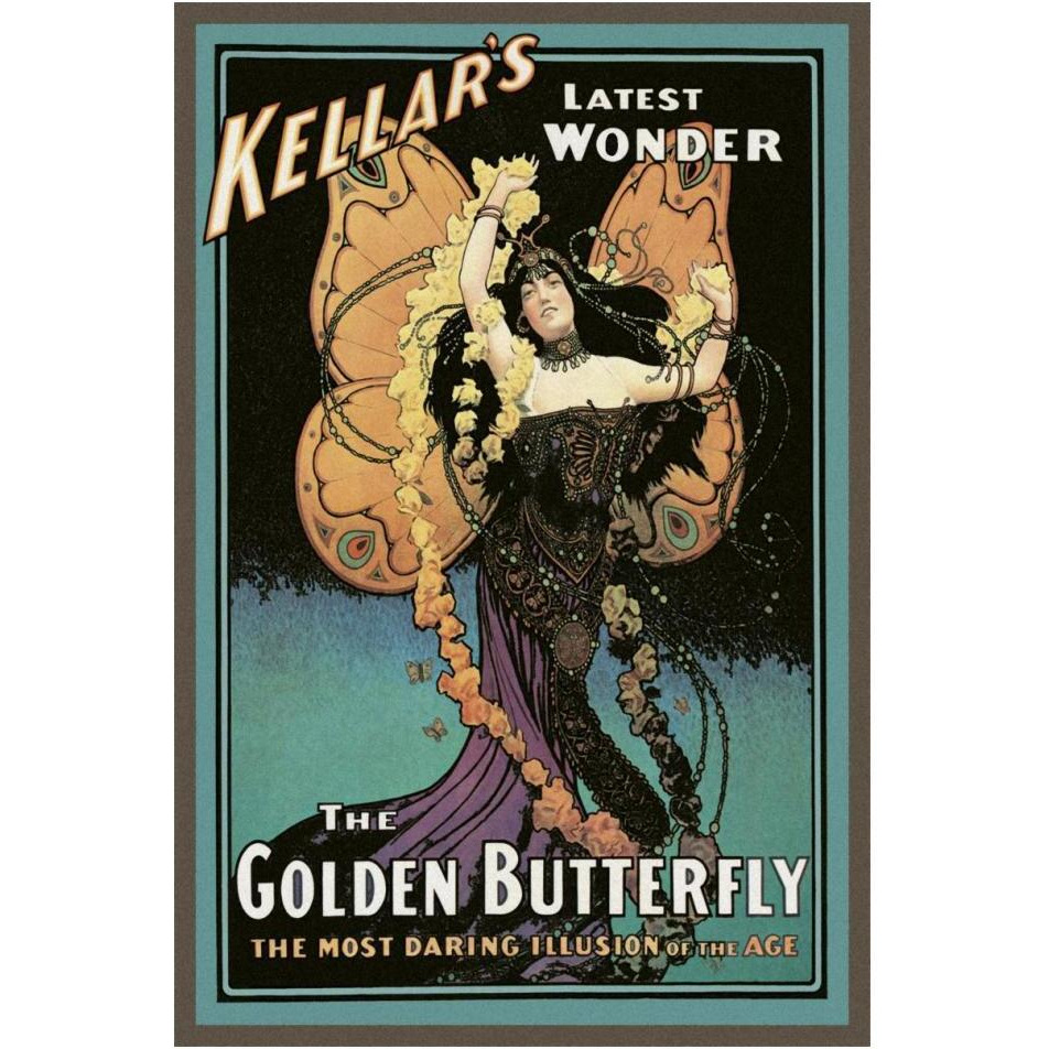 Magicians Golden Butterfly Kellar's Latest Wonder-Paper Art-14&quotx20"