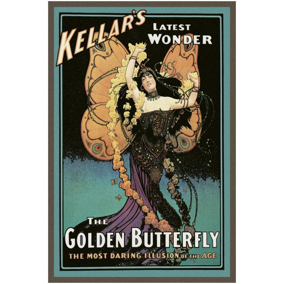 Magicians Golden Butterfly Kellar's Latest Wonder-Paper Art-34&quotx50"