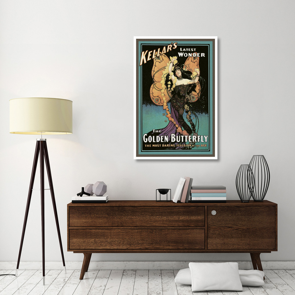 Magicians Golden Butterfly Kellar's Latest Wonder-Paper Art-34&quotx50"
