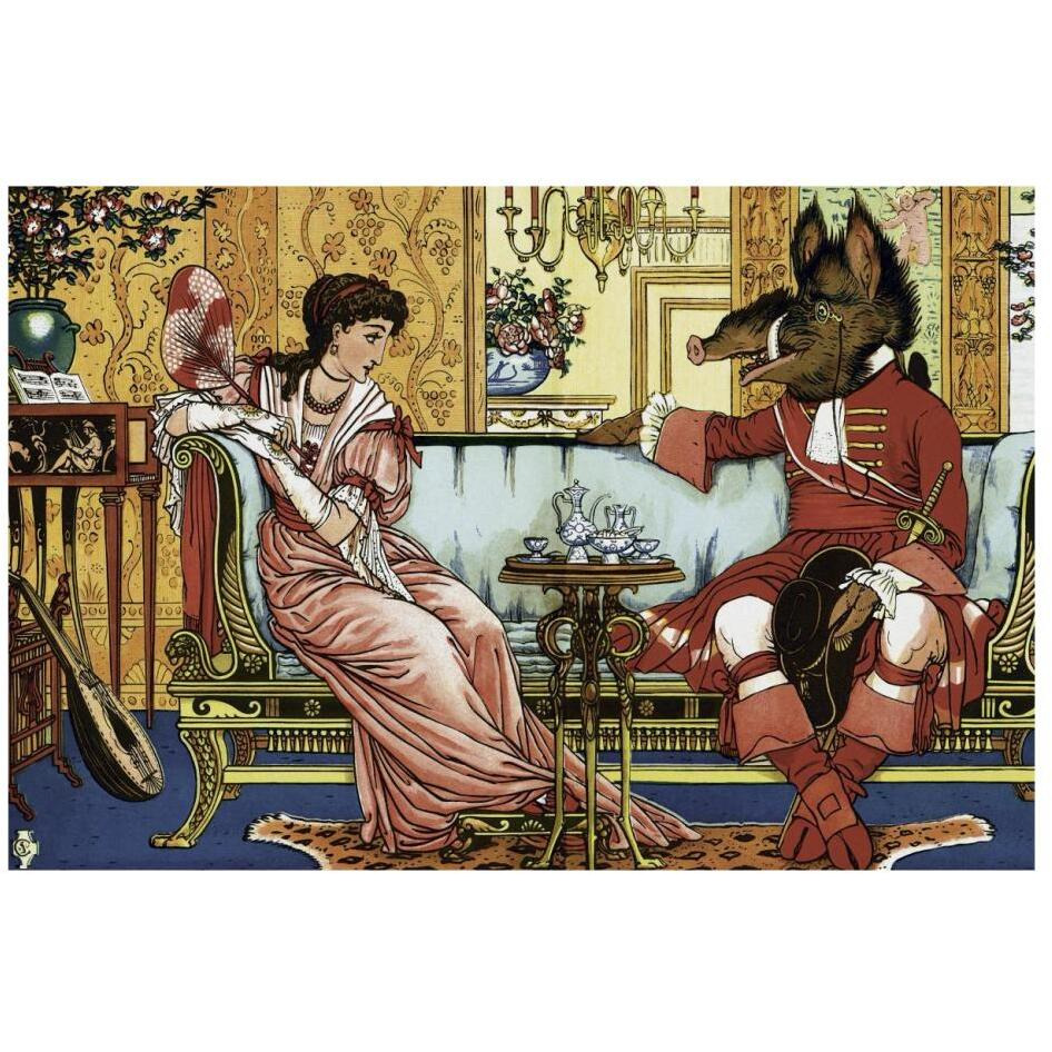 Beauty and the Beast  - The Courtship-Paper Art-26&quotx18"