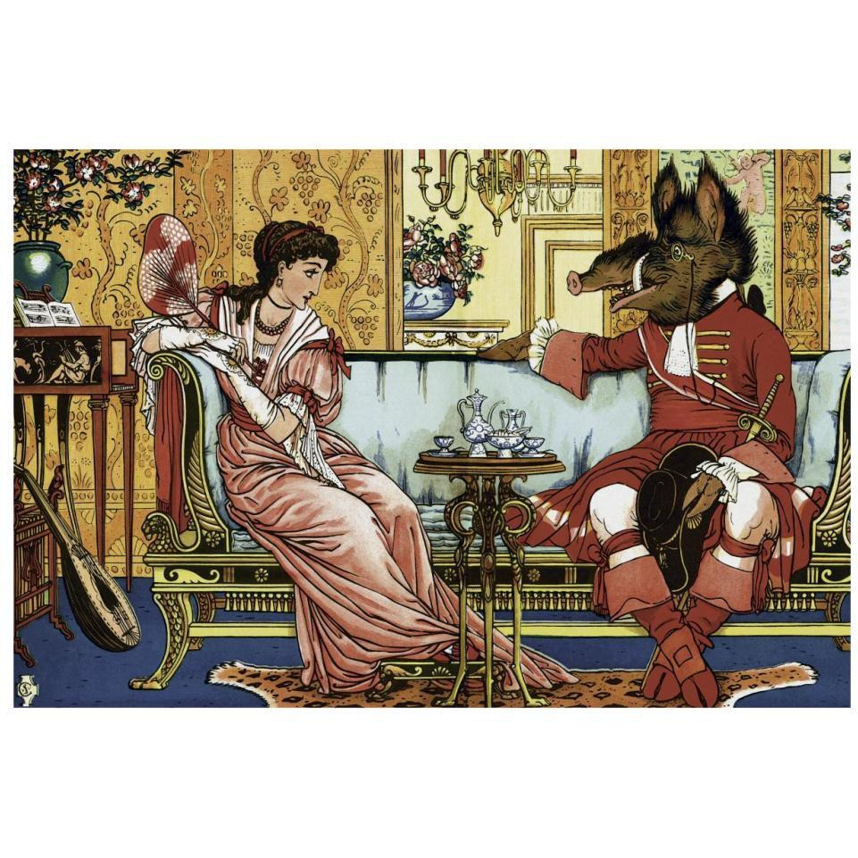 Beauty and the Beast  - The Courtship-Paper Art-32&quotx22"
