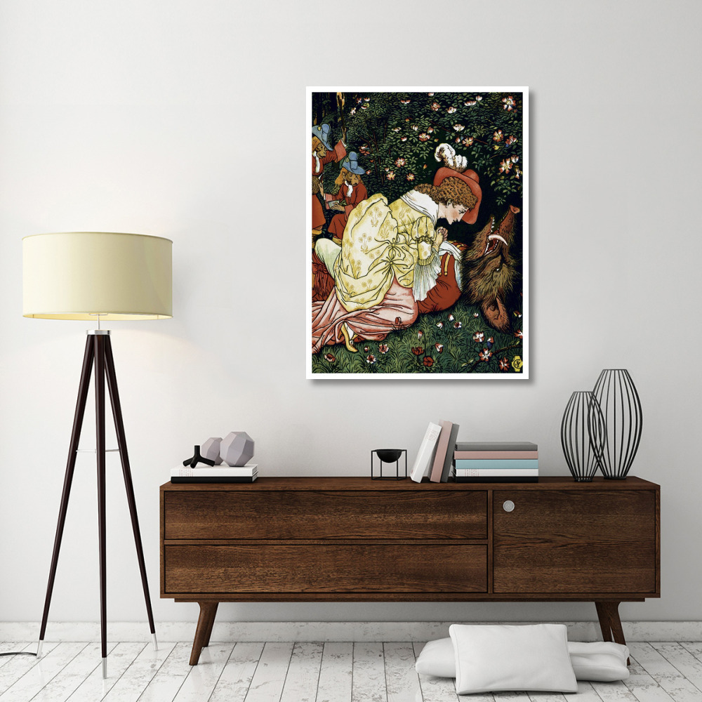 Beauty and the Beast - In the Woods-Paper Art-38&quotx50"