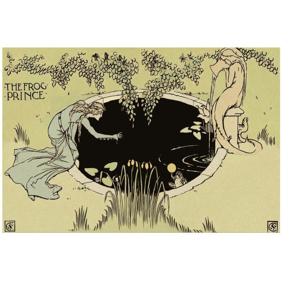 Frog Prince - The Fountain-Paper Art-20&quotx14"