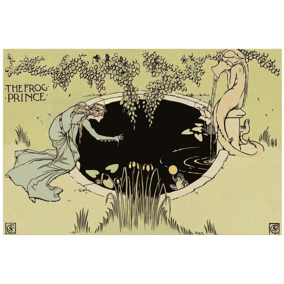 Frog Prince - The Fountain-Paper Art-32&quotx22"