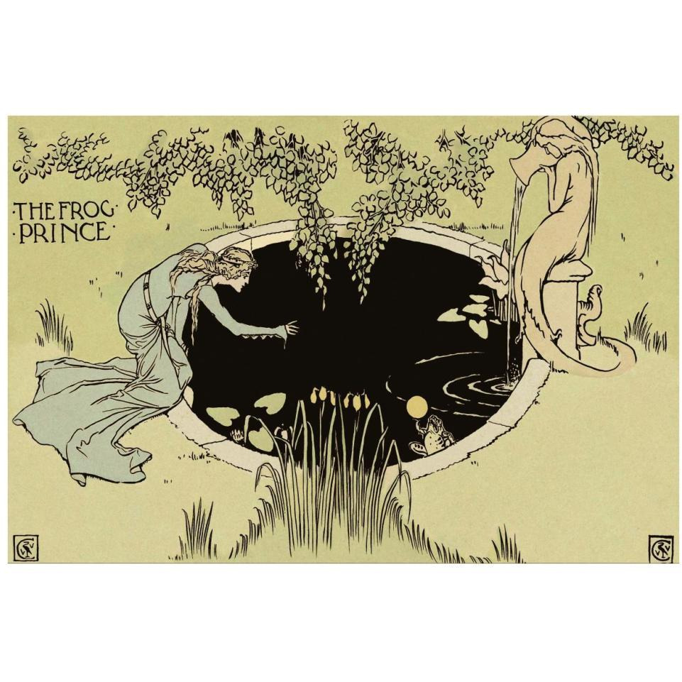 Frog Prince - The Fountain-Paper Art-38&quotx26"