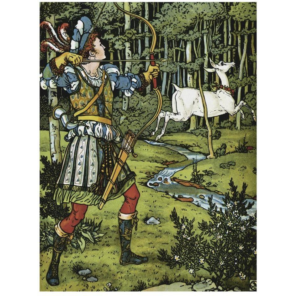 Hind in the Wood - The Archer-Paper Art-20&quotx26"