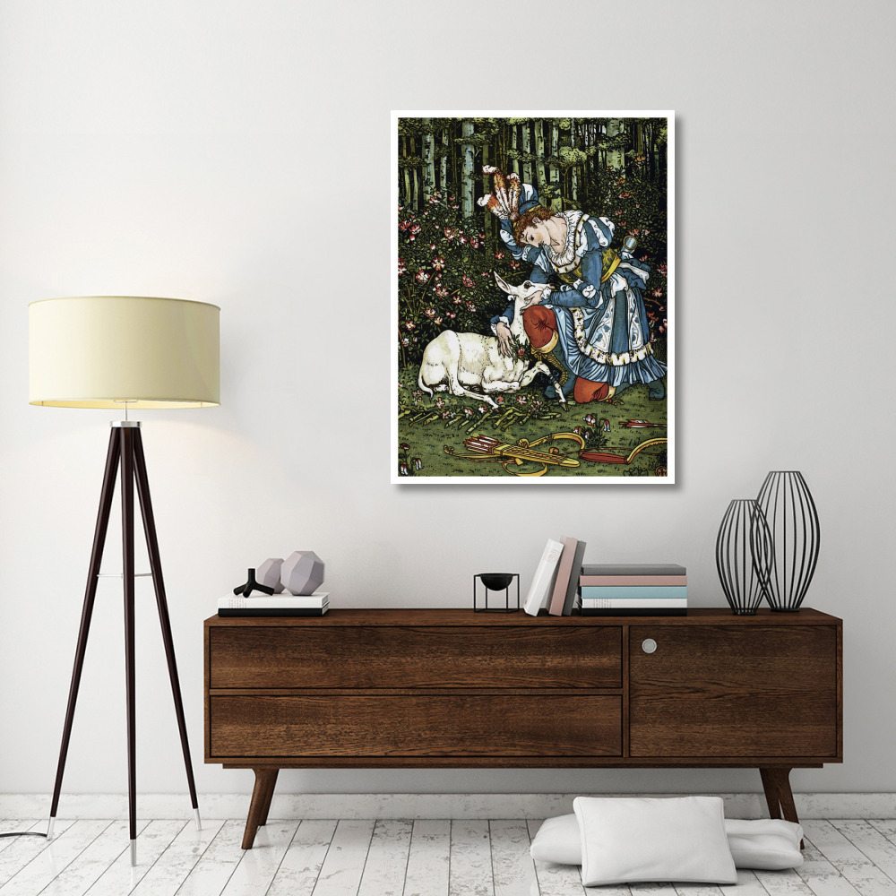 Hind in the Wood - In the Forest-Paper Art-38&quotx50"
